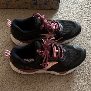 Brooks Black and Pink Athletic Sneakers